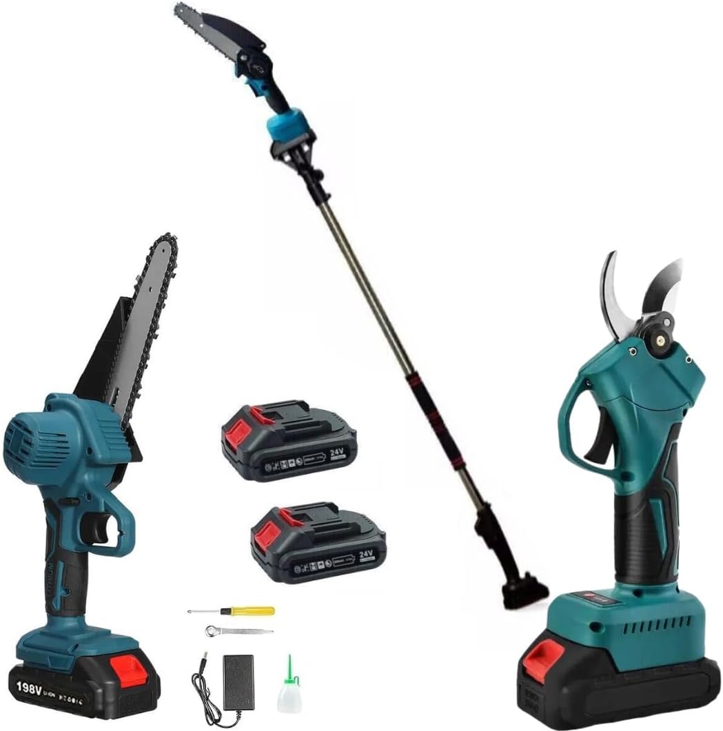 Pruning kit: chainsaw + electric shears + telescopic pole 128-248cm 2 48V batteries | BeSmart™