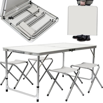 Folding table 120x60x70 cm space-saving case with 4 chairs included | BeSmart™