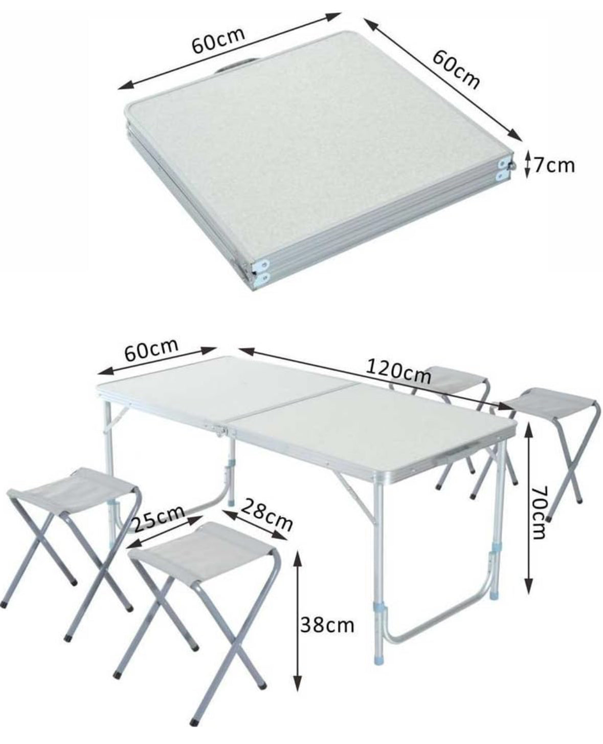 Folding table 120x60x70 cm space-saving case with 4 chairs included | BeSmart™