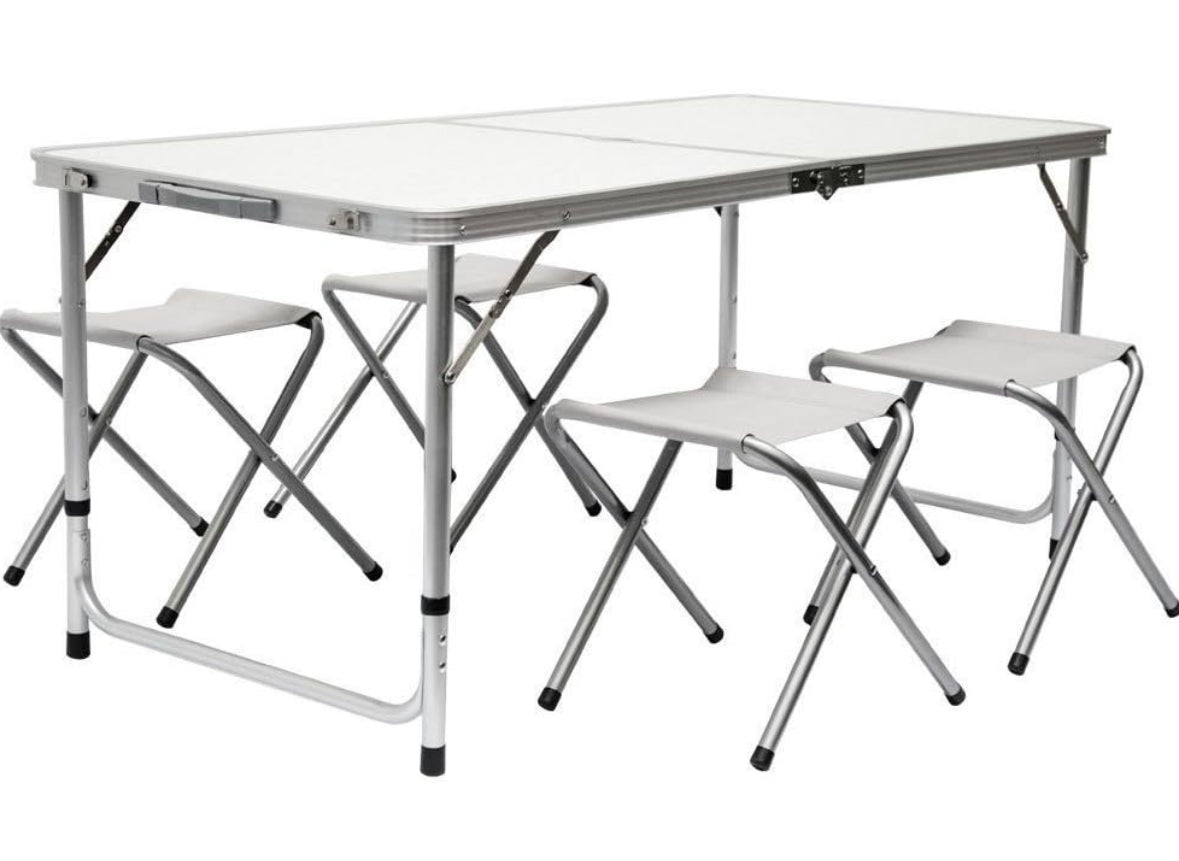 Folding table 120x60x70 cm space-saving case with 4 chairs included | BeSmart™