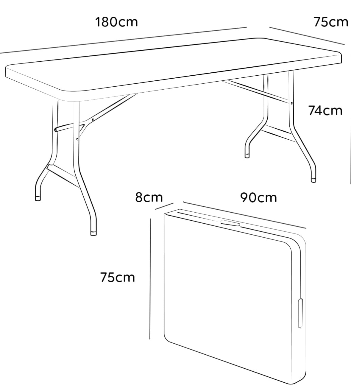 Portable folding table 180x75x74 cm | BeSmart™