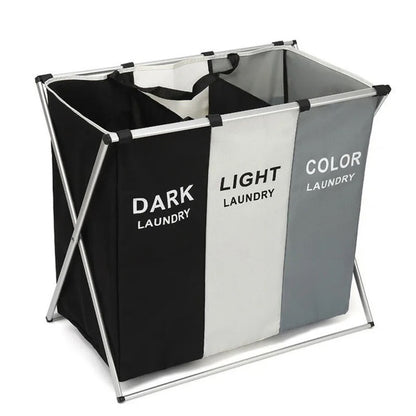 Folding laundry basket with 3 compartments 68x38x60 cm | BeSmart™