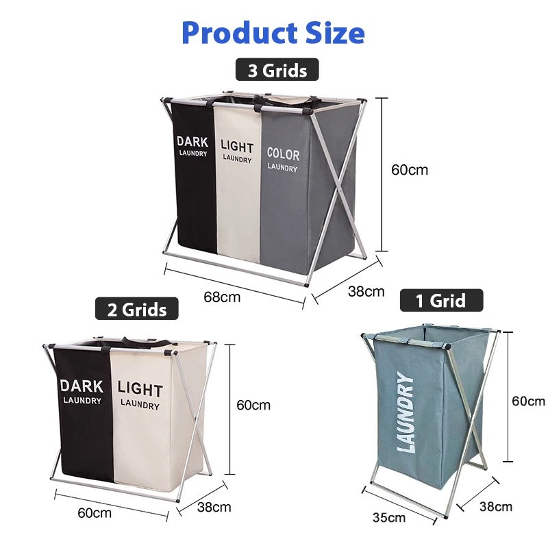 Folding laundry basket with 3 compartments 68x38x60 cm | BeSmart™