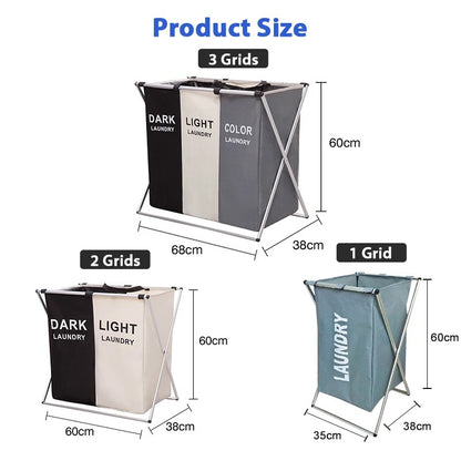 Folding laundry basket with 3 compartments 68x38x60 cm | BeSmart™
