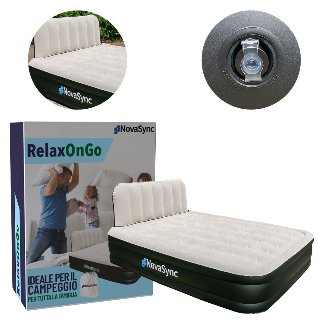 Self-inflating double mattress with backrest 152x236x86 cm | BeSmart™